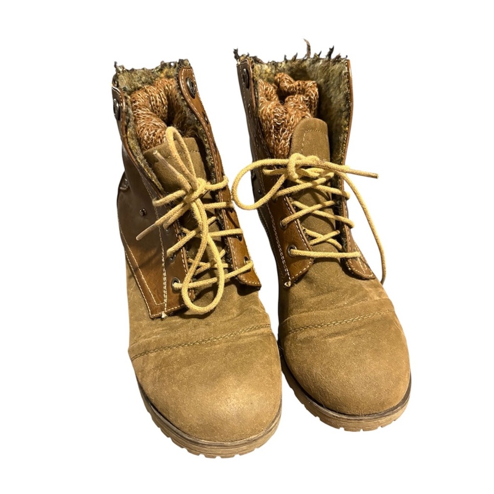 Brown Lined Boots Womens 8 Boho Grunge Fall Winter Footwear